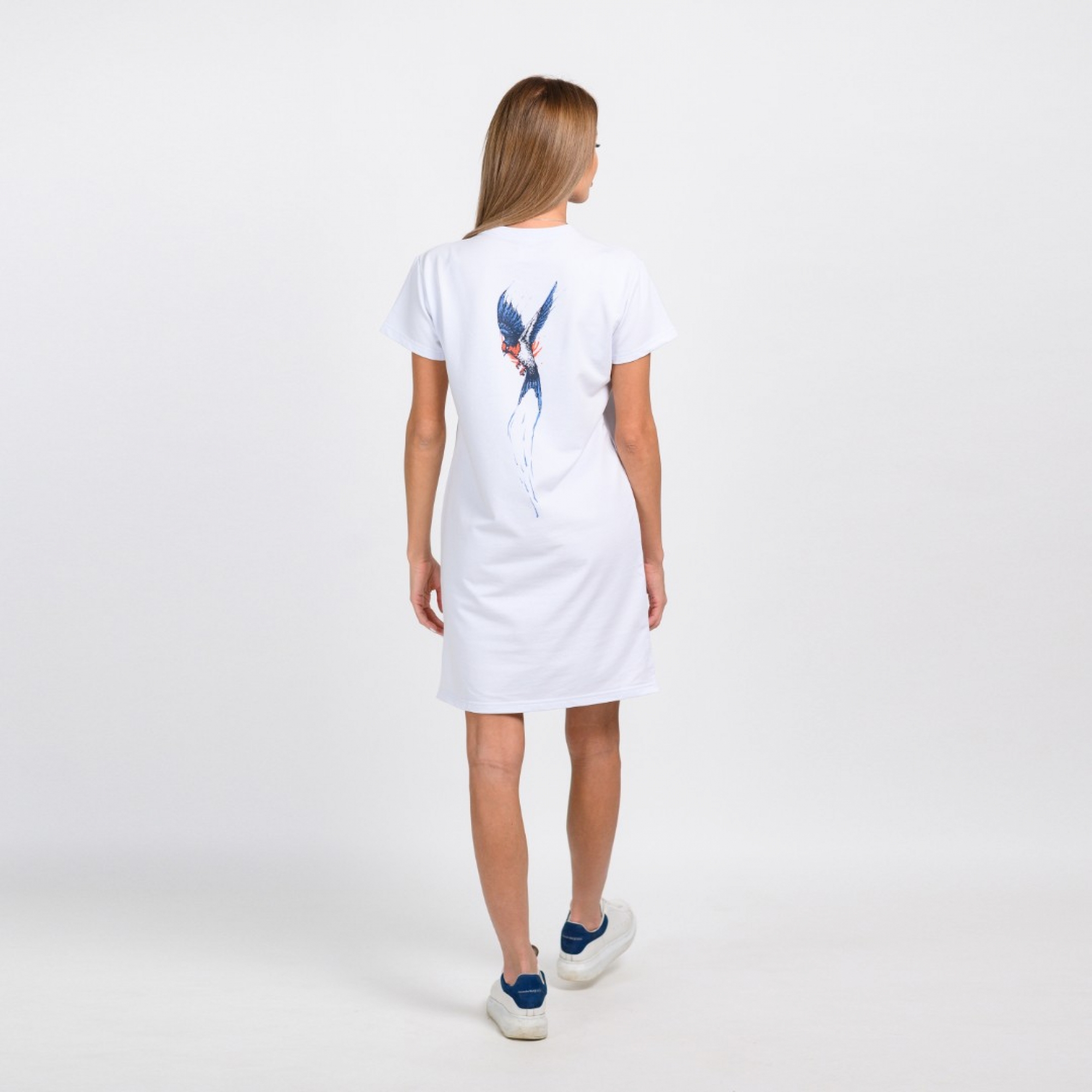 Платье футболка с птичкой