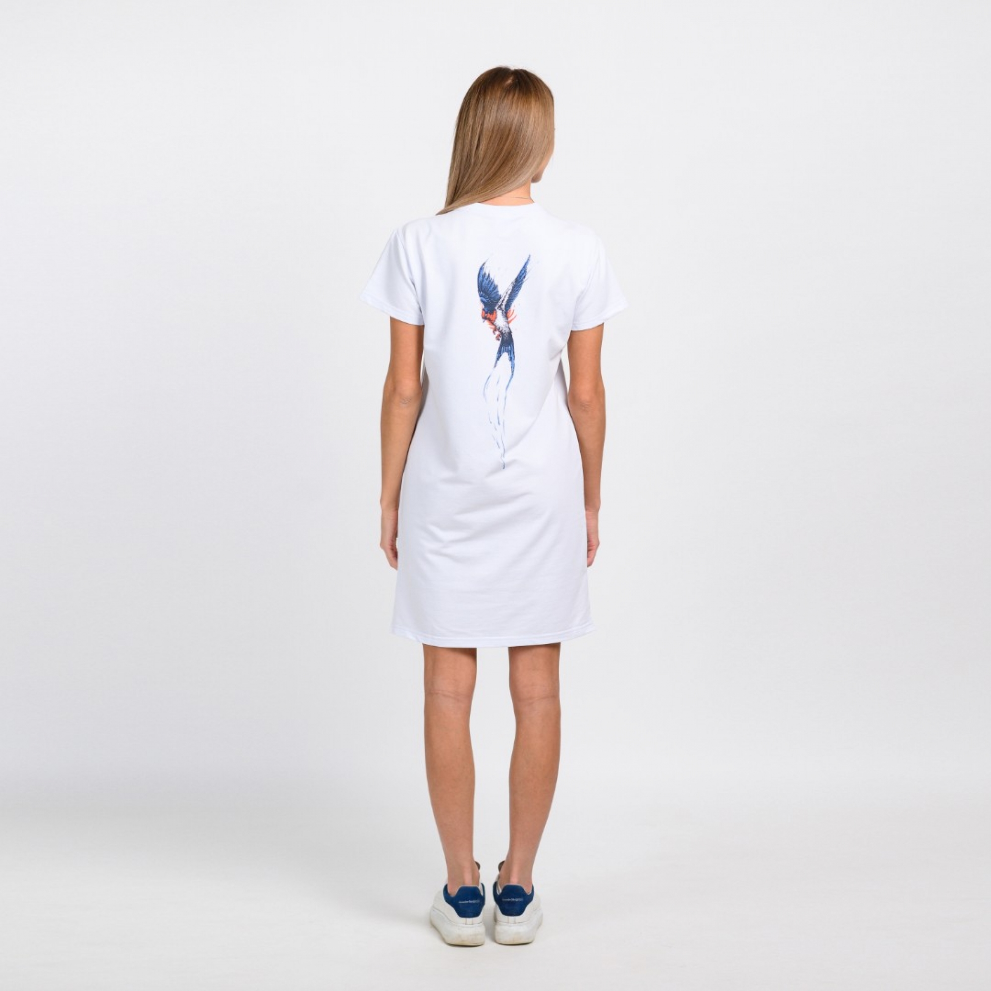 Платье футболка с птичкой
