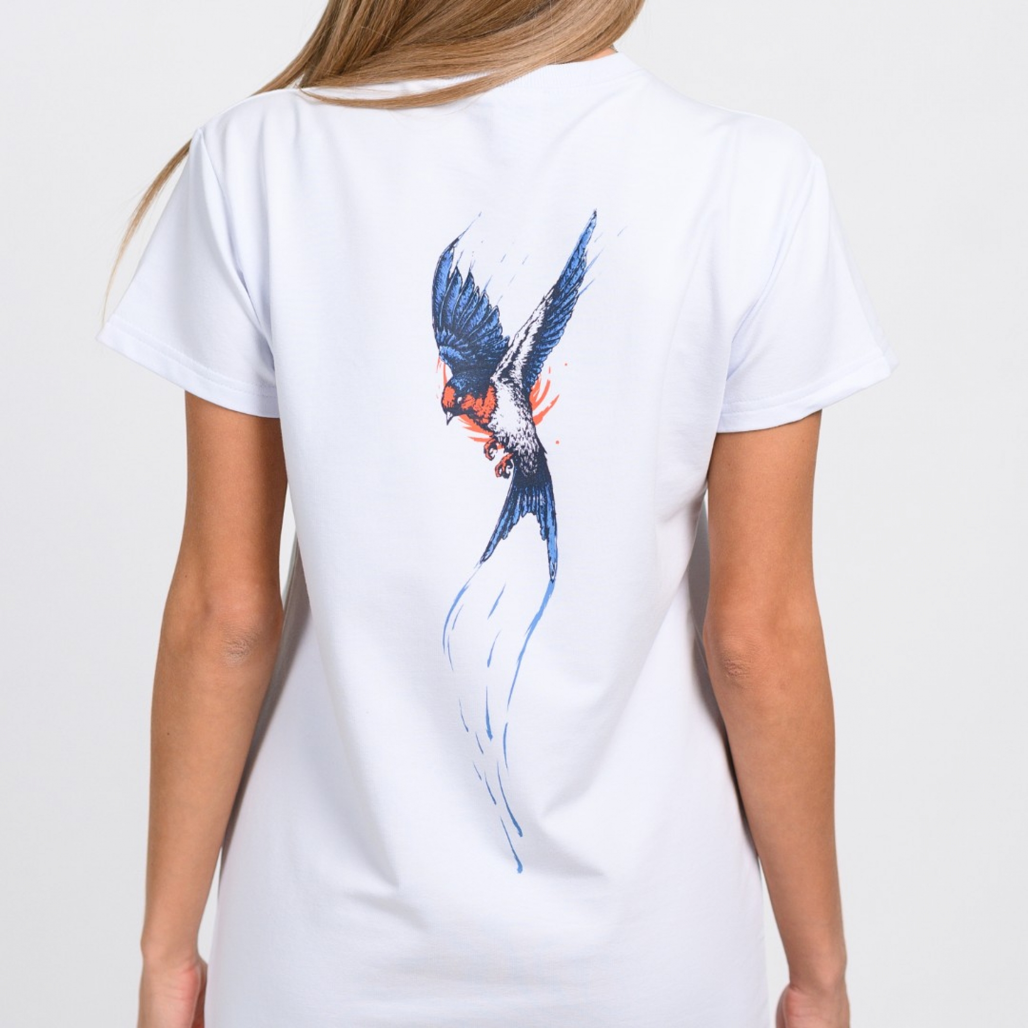 Платье футболка с птичкой