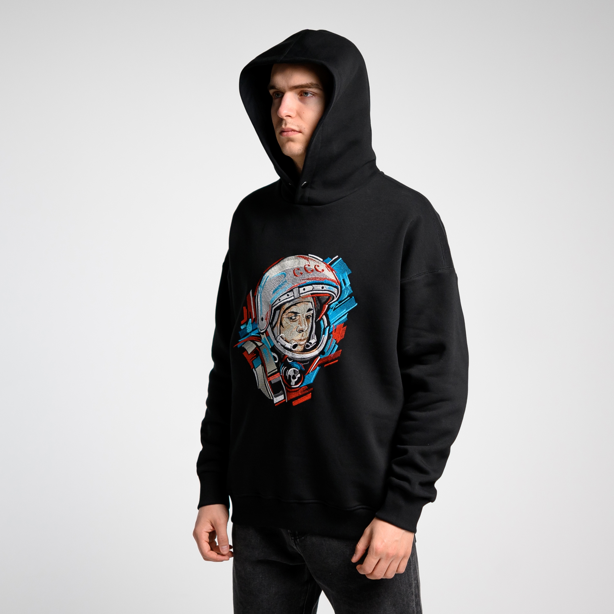 Утепленное худи с кнопкой Гагарин